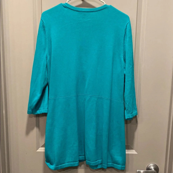1XL Turquoise Button-Up Cardigan | Three-Quarter Sleeves | Stylish Layering Top - Picture 7 of 7